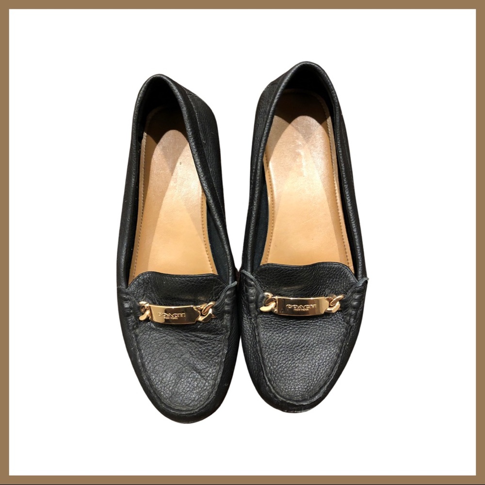 Coach Olive Pebble Grain Leather Loafers in Black